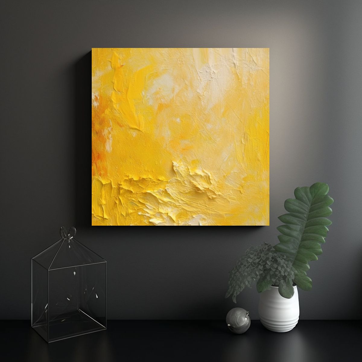 GENERICO - Lienzo Decorativo Expresividad Fondo Amarillo 50x50 Cm