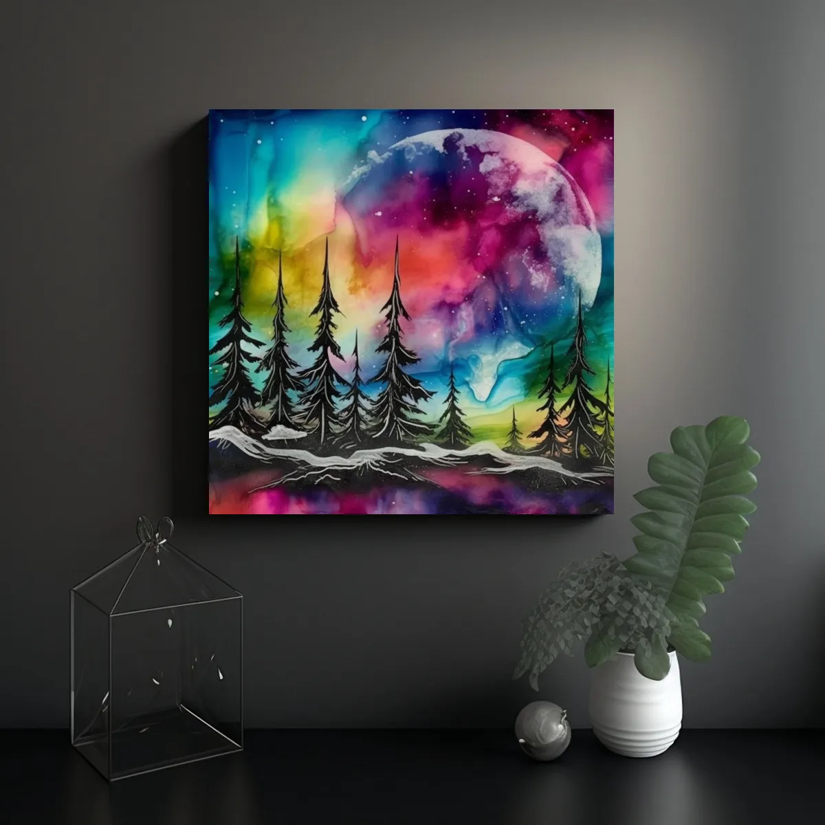 GENERICO - Pinturas Decorativas De Palmeras Y Montañas Con 60x60 Cm