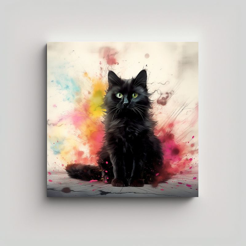GENERICO - Cuadro Estrellados Gato Negro En Delante De 80x80 Cm