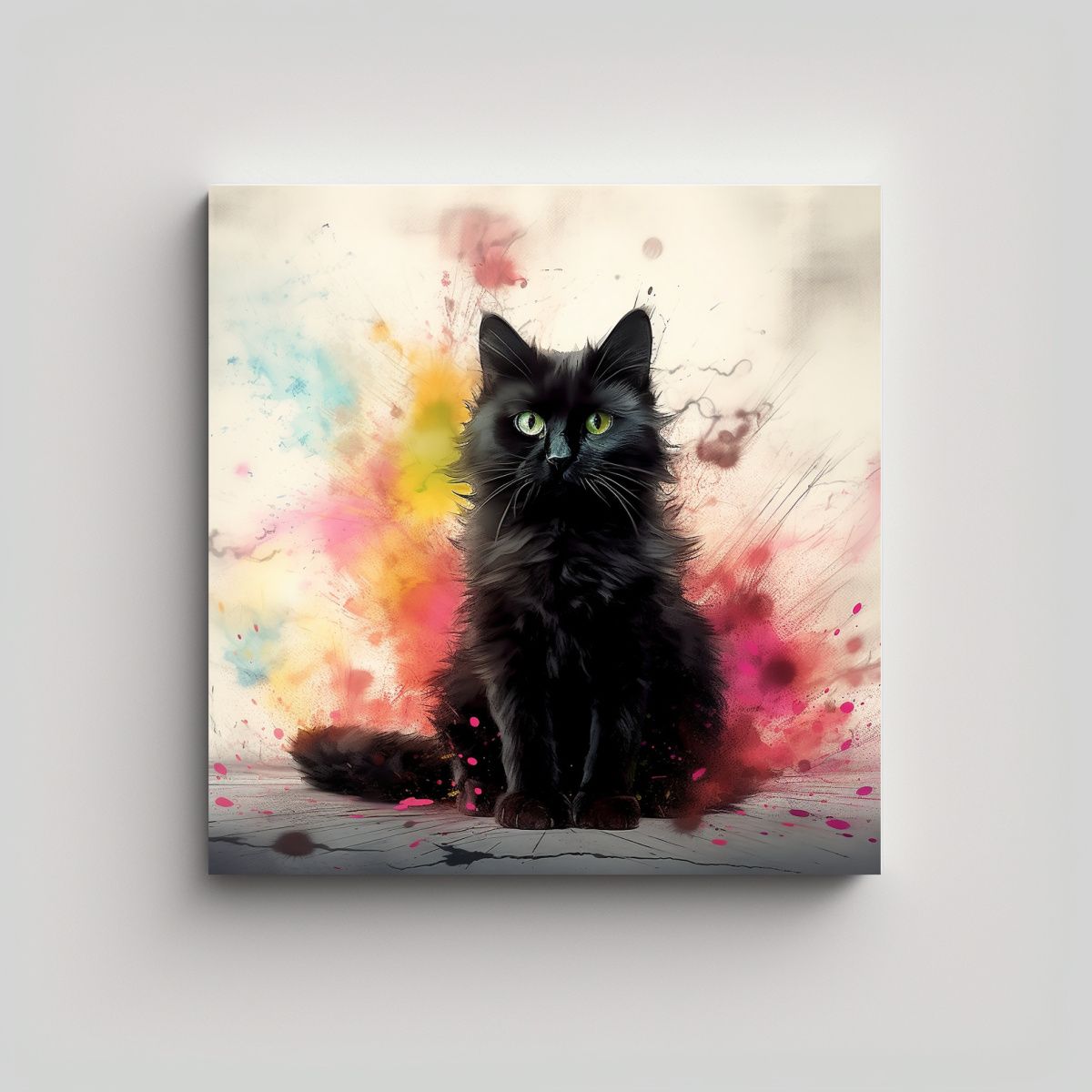 GENERICO - Cuadro Estrellados Gato Negro En Delante De 90x90 Cm