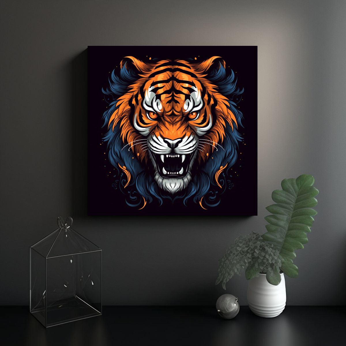 GENERICO - Pintura Decorativa De Tigre Tribal Audaz Y 80x80 Cm