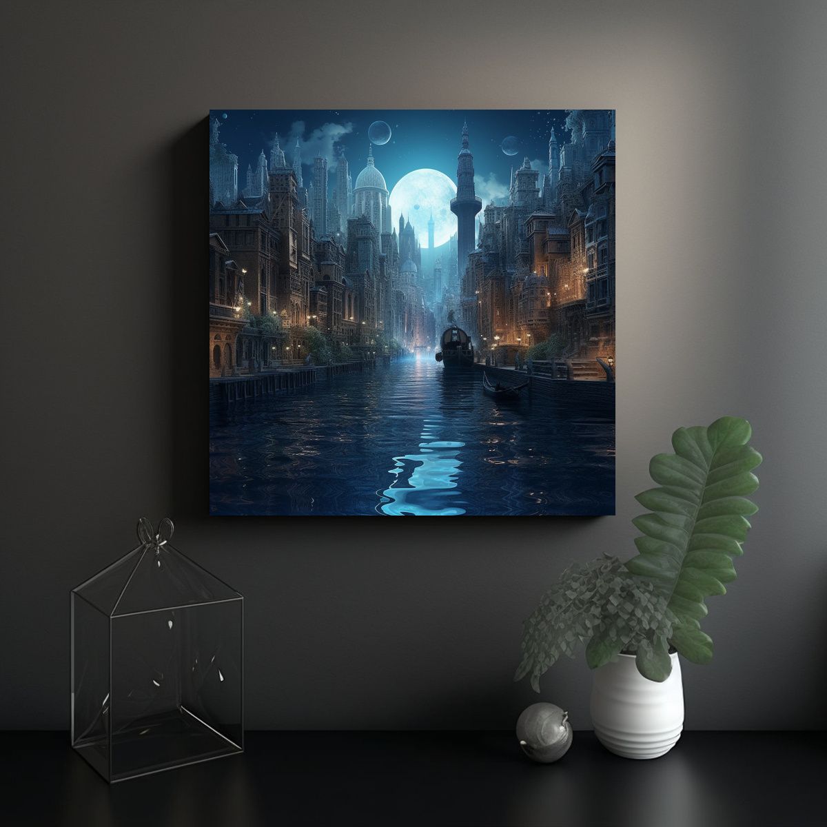 GENERICO - Pintura Decorativa De Ciudad Fantástica En El 70x70 Cm