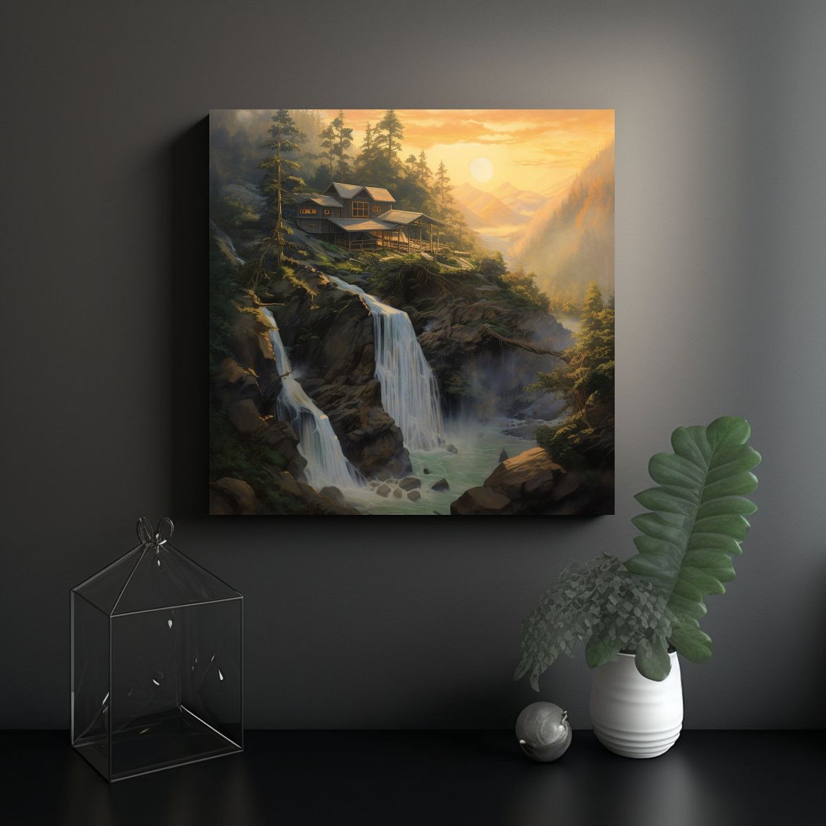 GENERICO - Cuadro Paisajístico De Casa De Madera En El 90x90 Cm