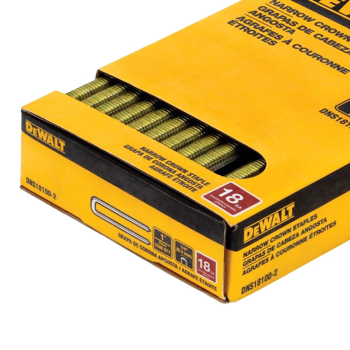 DEWALT - Caja de 2500 grapas cabeza angosta 1x1/4" DEWALT DNS18100-2