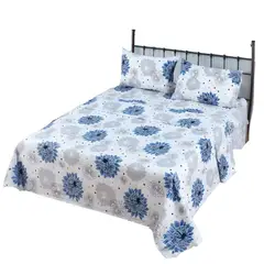 GENERICO - JUEGO DE SABANAS 2.5 ALGODON 200 HILOS FLORES AZUL 596
