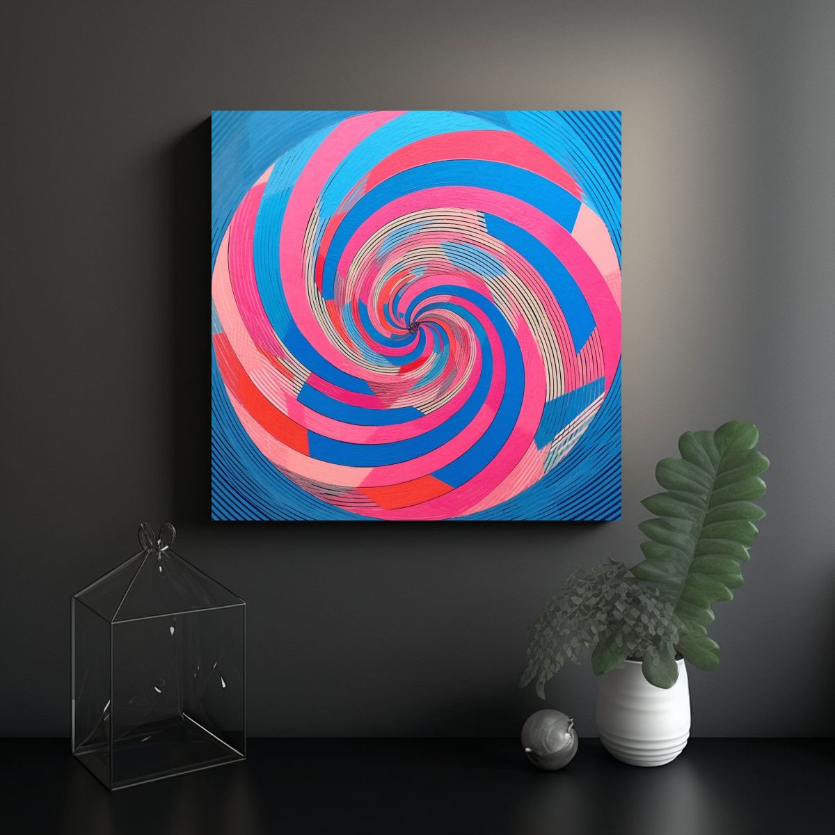GENERICO - Pintura Op Art Moderna Minimalista Que Expresa 50x50 Cm