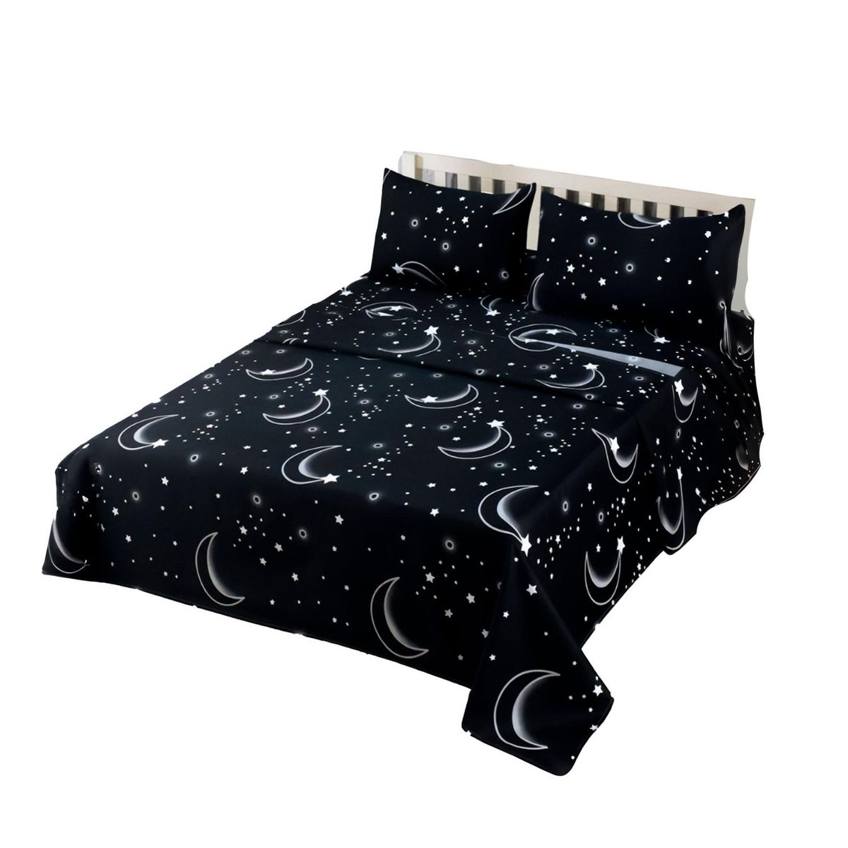 GENERICO - JUEGO DE SABANAS 2.5 ALGODON 200 HILOS LUNA NEGRO 595