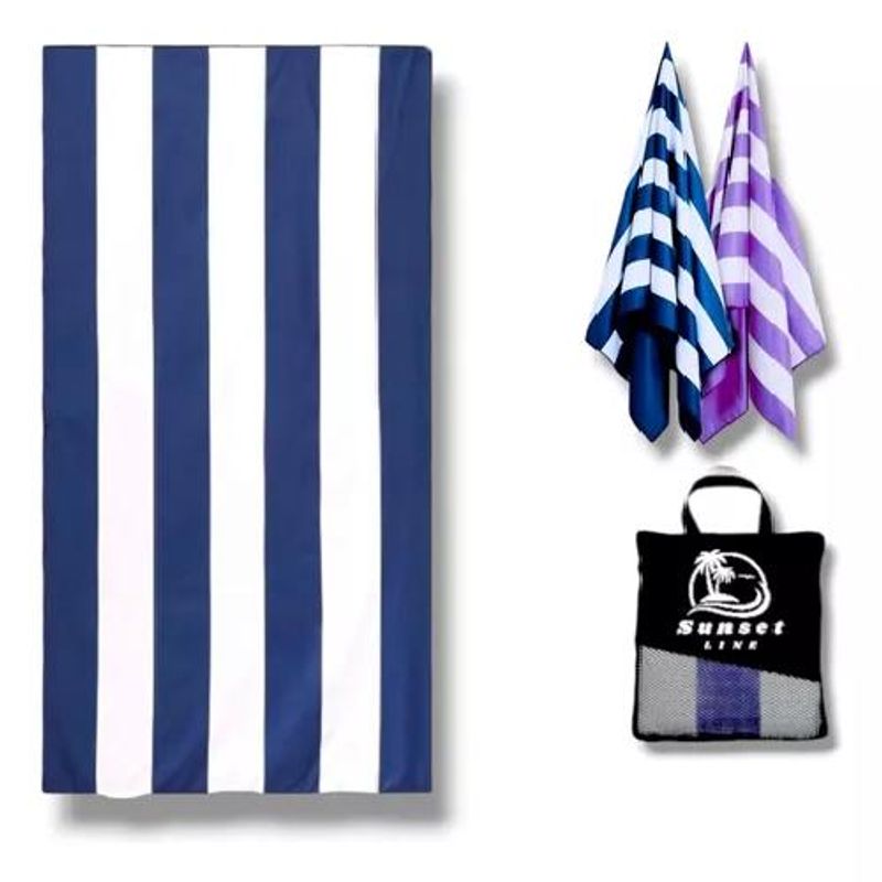 GENERICO - Toalla de secado rápido para playa viaje con estuche azul