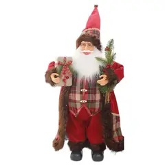 BAUL MAGICO - Viejo Pascuero Muñeco De Navidad 35 Cm Rojo Cuadros
