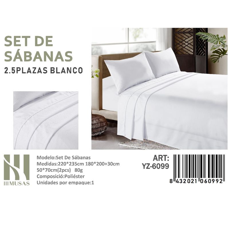 ANGELES DEL HOGAR - Set De Sabanas King  Color Blanco  150 Hilos + 2 Funda De Almohada