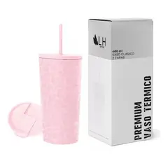 GENERICO - Vaso térmico mug 460 lt acero inoxidable rosa leopardo