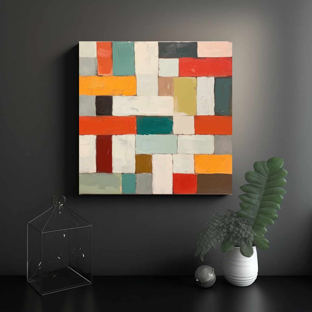 GENERICO - Pintura Minimalista Acrílica En Papel Rugoso: 90x90 Cm