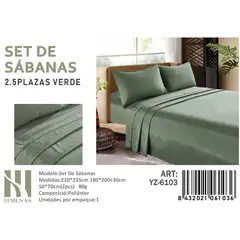 ANGELES DEL HOGAR - Set De Sabanas King Color Verde 150 Hilos + 2 Funda De Almohada