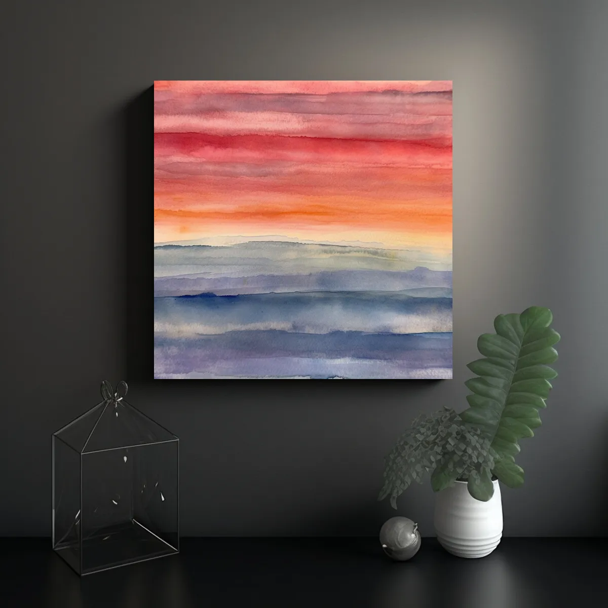 GENERICO - Cuadro Moderno En Acuarela Sobre Papel Expresivo 60x60 Cm