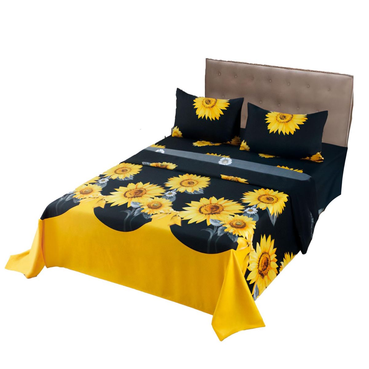 GENERICO - JUEGO DE SABANAS 2.5 ALGODON 200 HILOS GIRASOLES 592