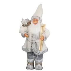 BAUL MAGICO - Viejo Pascuero Muñeco De Navidad 35 Cm Blanco-Gris