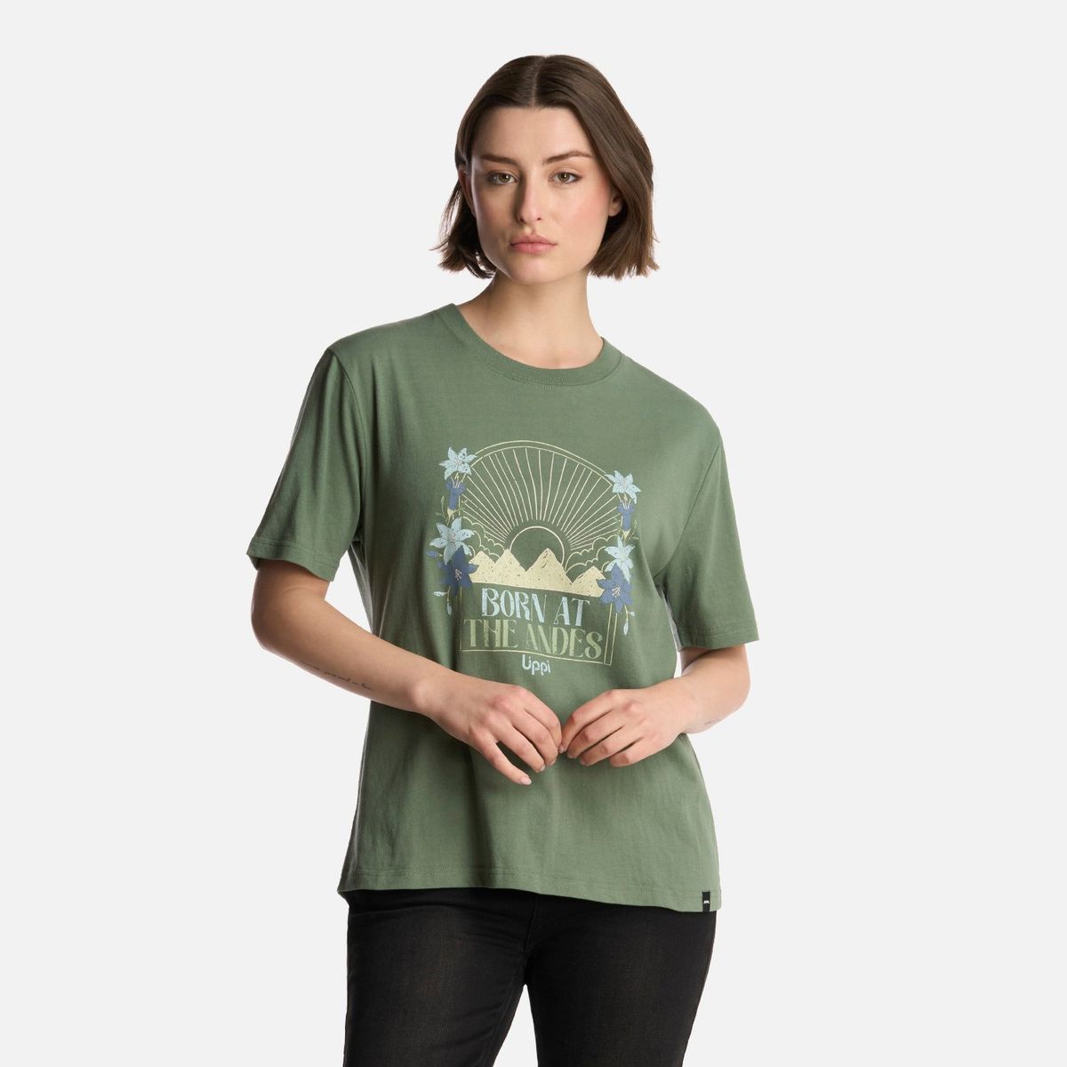 LIPPI - Polera Mujer Logo Lippi T-Shirt Jade Oscuro Lippi