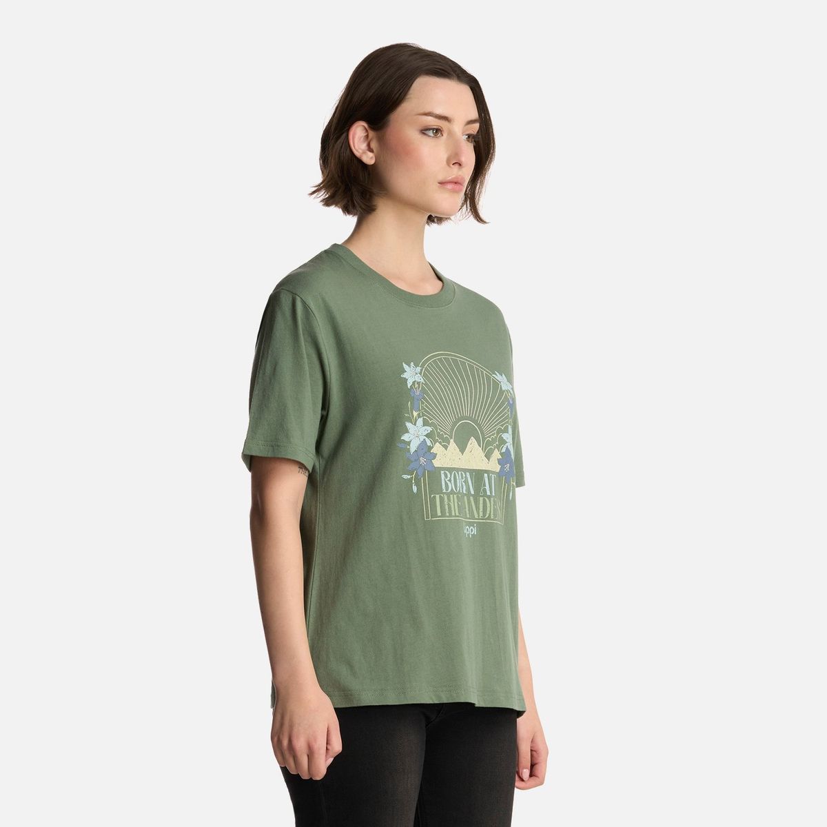 LIPPI - Polera Mujer Logo Lippi T-Shirt Jade Oscuro Lippi