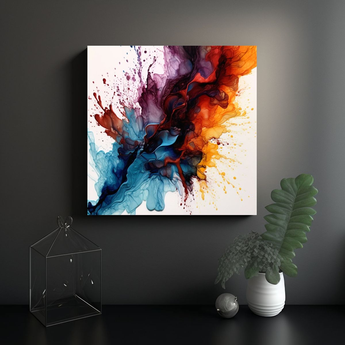 GENERICO - Cuadro Minimalista De Tinta Fluida Expresando La 70x70 Cm