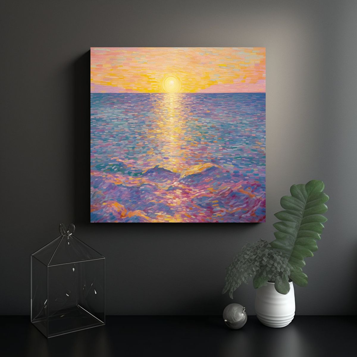 GENERICO - Pintura Al óleo Estilo Grace Co: Amanecer Sobre 80x80 Cm