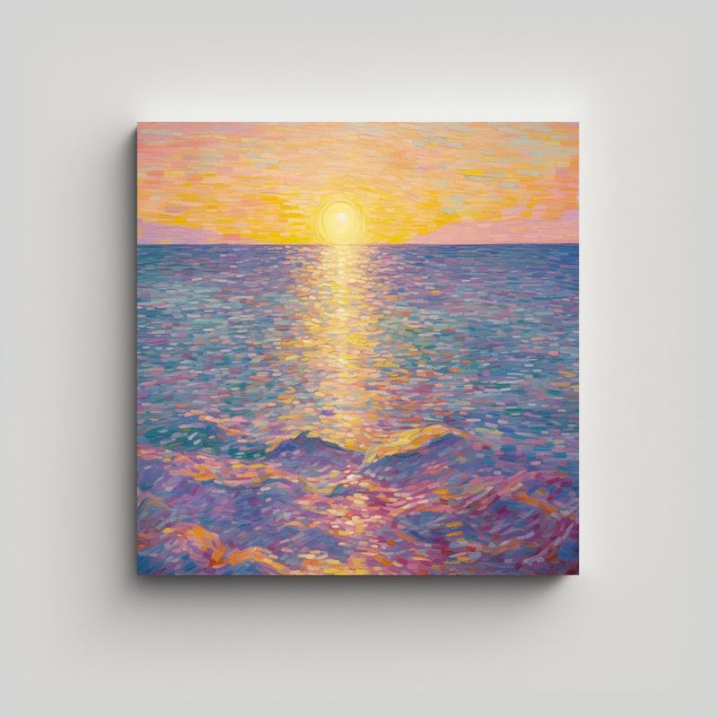 GENERICO - Pintura Al óleo Estilo Grace Co: Amanecer Sobre 60x60 Cm