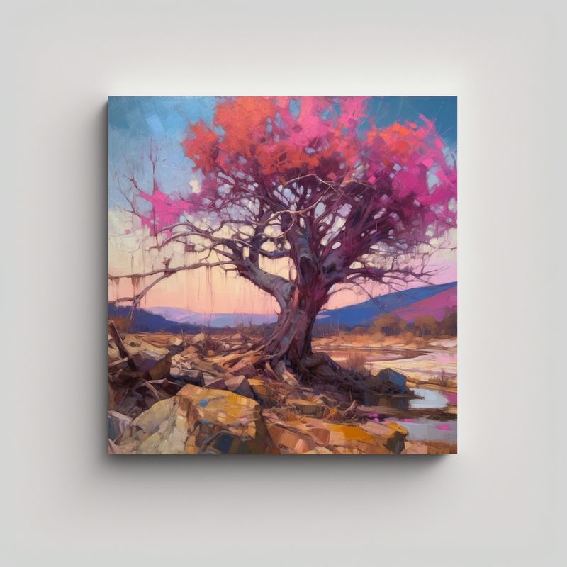 GENERICO - Pintura De árbol Antiguo En Estilo De Andreas 80x80 Cm
