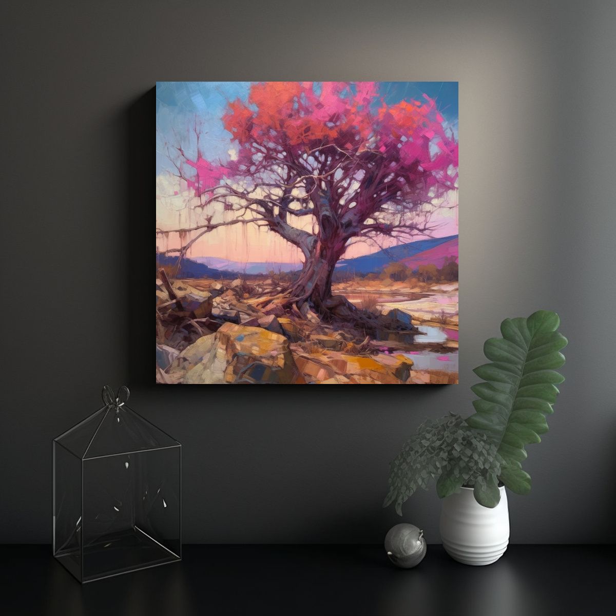 GENERICO - Pintura De árbol Antiguo En Estilo De Andreas 50x50 Cm.
