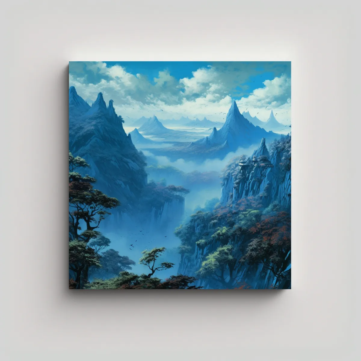 GENERICO - Cuadro De Montañas Con árboles En Lienzo 50x50 Cm
