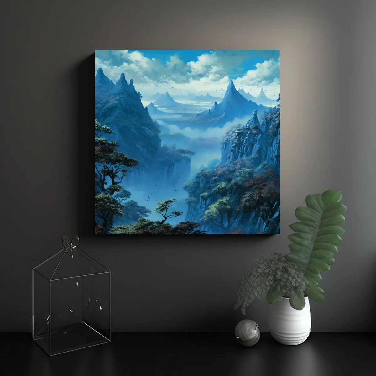 GENERICO - Cuadro De Montañas Con árboles En Lienzo 50x50 Cm
