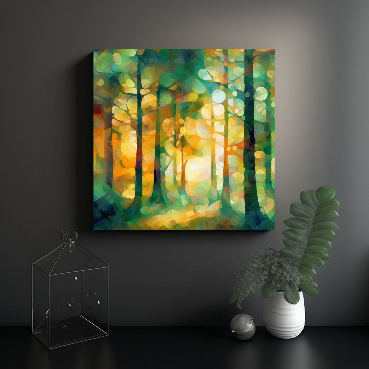 GENERICO - Pintura De árboles En Estilo De Abstracción 90x90 Cm