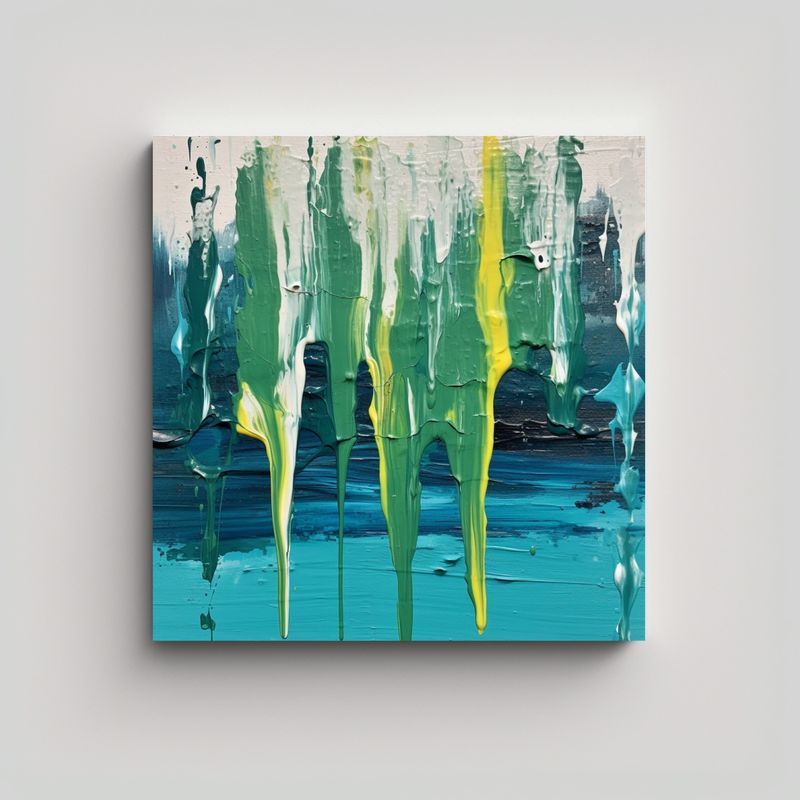 GENERICO - Cuadro Minimalista En Lienzo: Pintura Fluida 60x60 Cm