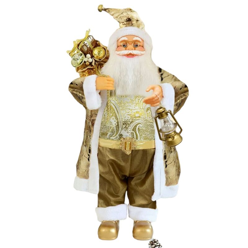 BAUL MAGICO - Viejo Pascuero Muñeco De Navidad 35 Cm Dorado
