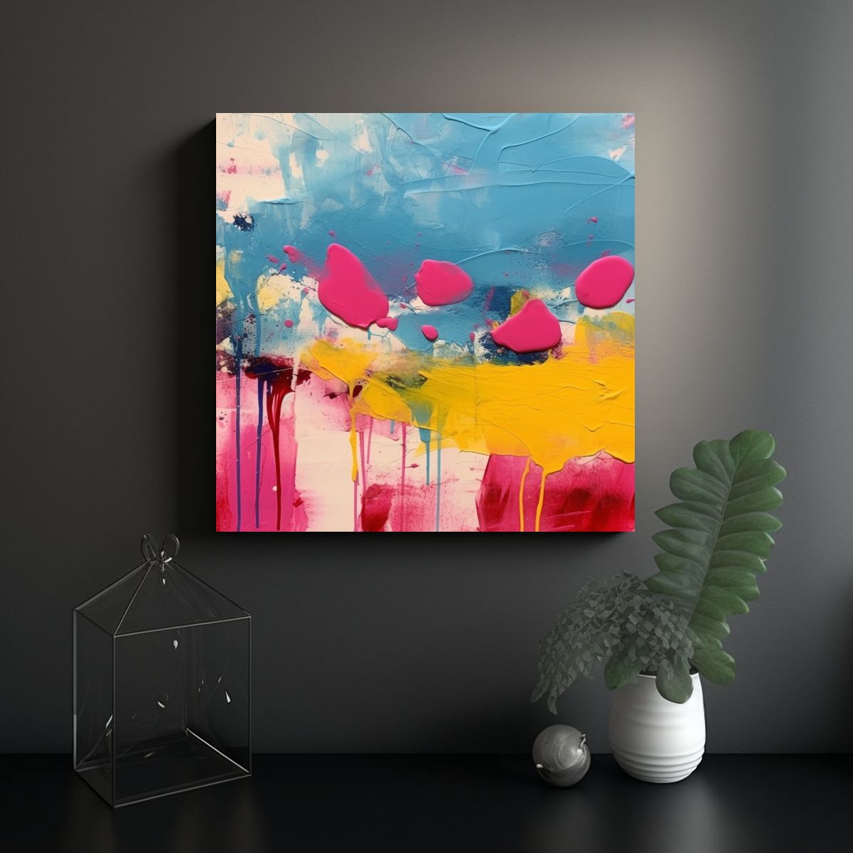 GENERICO - Cuadro Moderno Impactante De Collage En Técnica 60x60 Cm