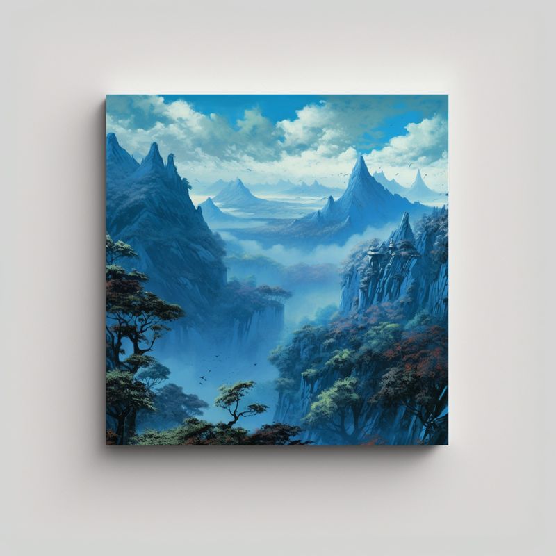 GENERICO - Cuadro De Montañas Con árboles En Lienzo 60x60 Cm