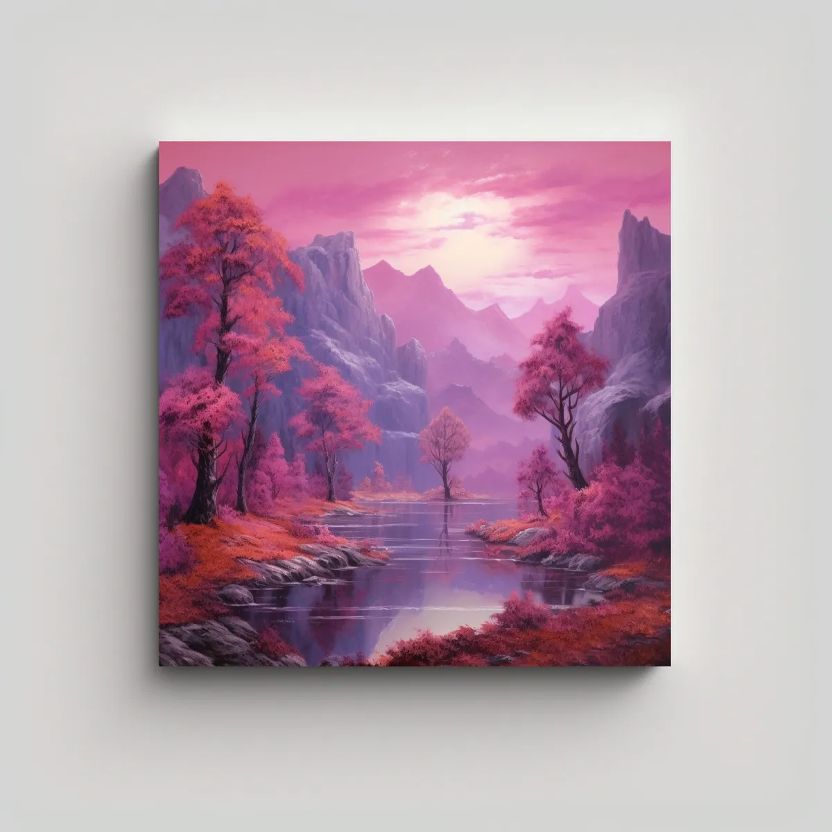 GENERICO - Cuadro Tela Bastidor Purpuras Junto Lago Estilo 90x90 Cm