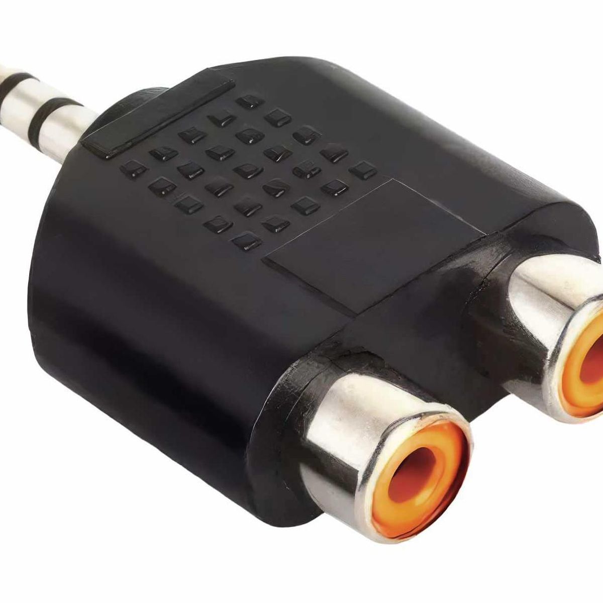 GEN - Adaptador Splitter Audio 2 Rca Hembra 1 Plug Jack 3.5 Macho - Negro