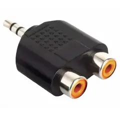 GEN - Adaptador Splitter Audio 2 Rca Hembra 1 Plug Jack 3.5 Macho - Negro