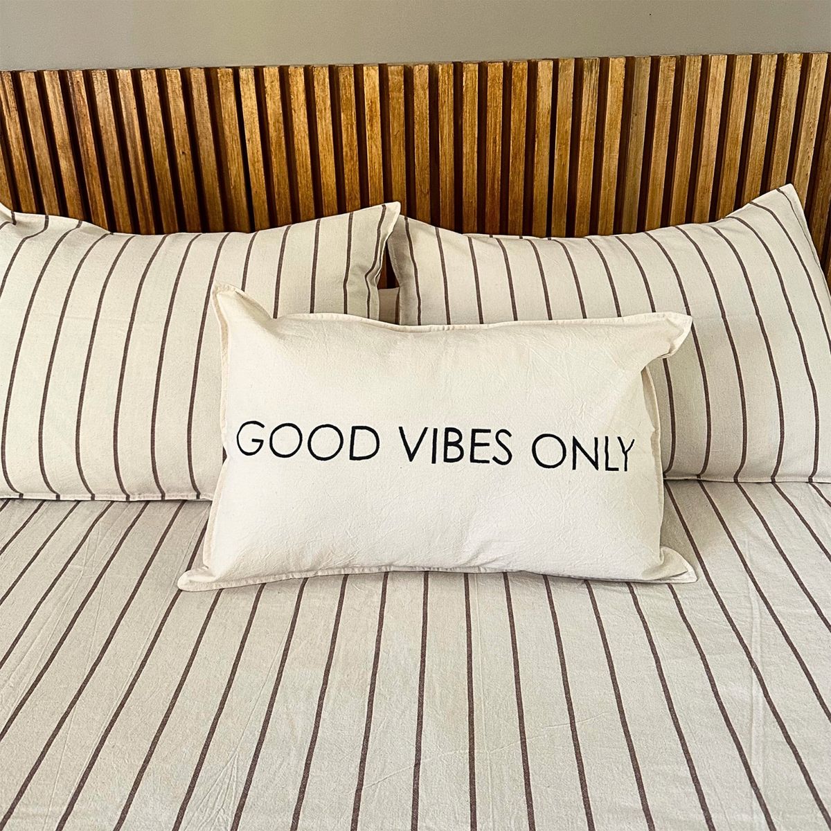 GENERICO - Funda De Plumón Queen + 2 Fundas 70x50 Tusor Rayado Gris/Gris