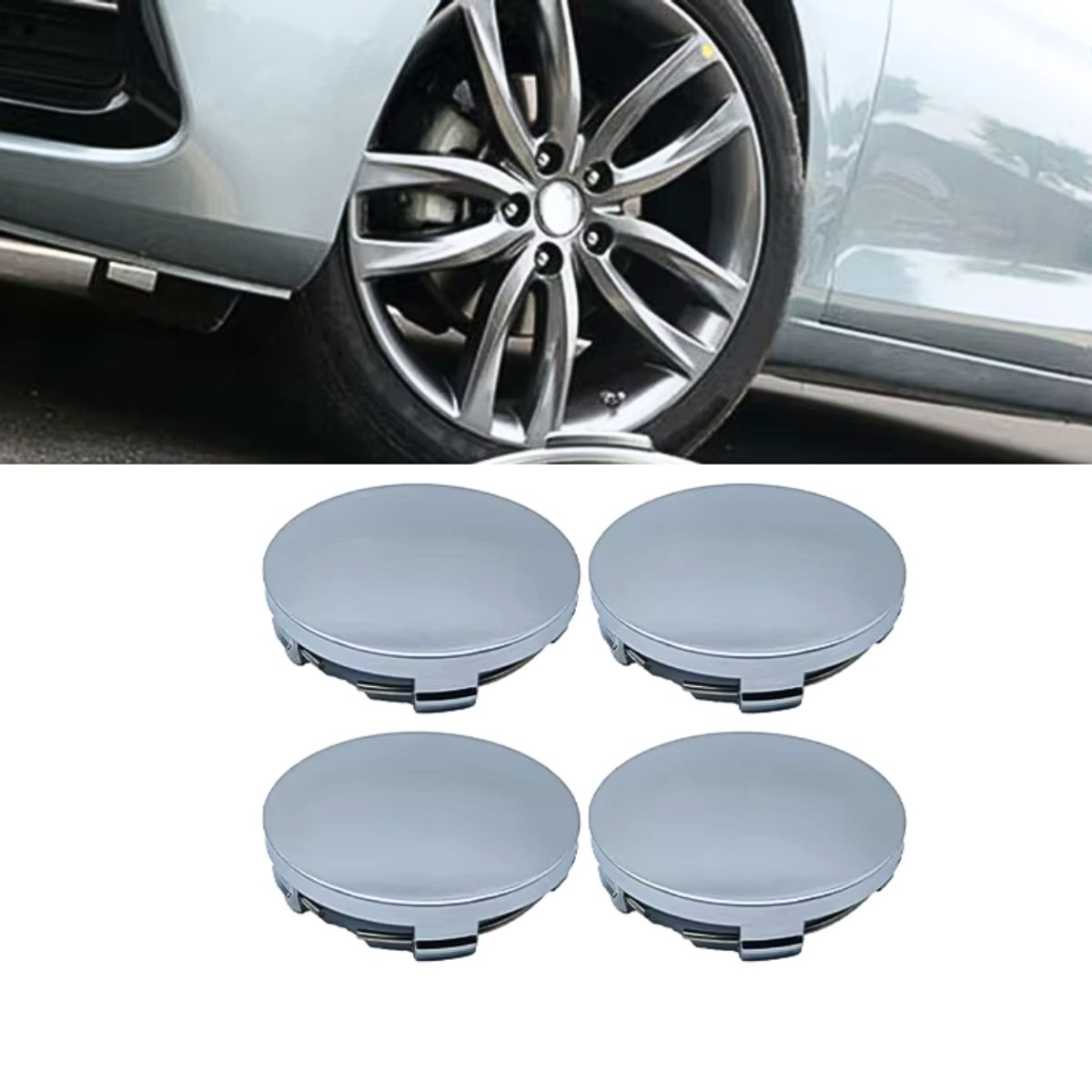 GENERICO - X4 Tapa Centro Llanta Autos 60mm Gris Sin Marca