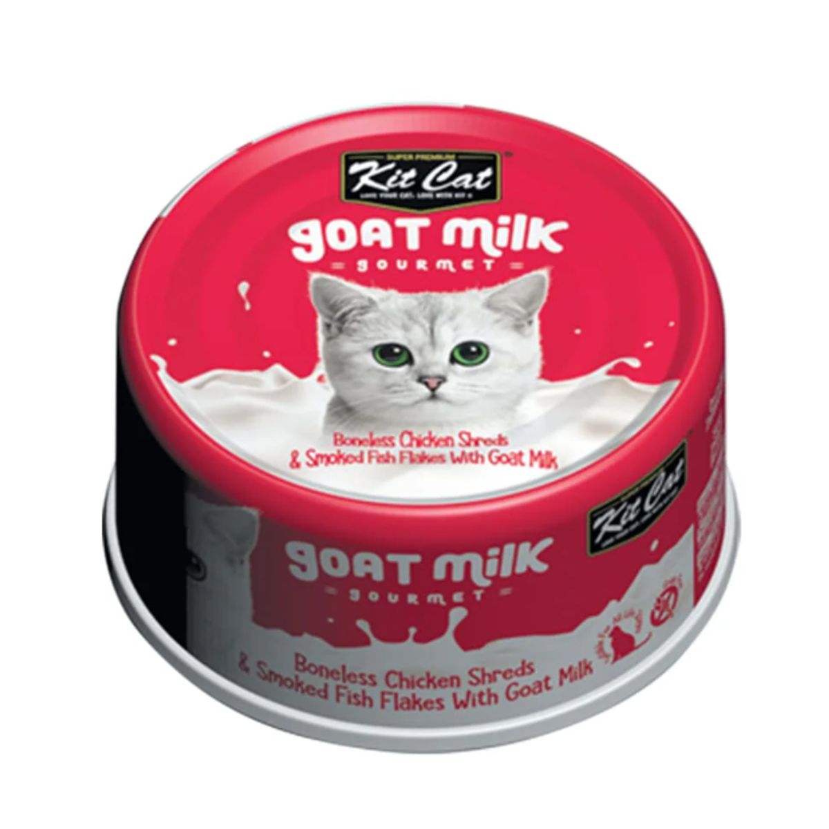 KITCAT - Lata Kit Cat Goat Milk Gourmet Chicken & Smoked Fish 70gr