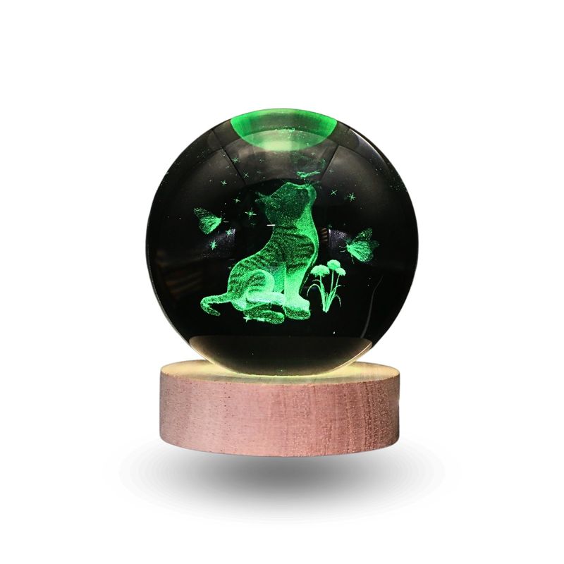 SOLEIO - Lampara Bola De Cristal LED RGB Colores Gato