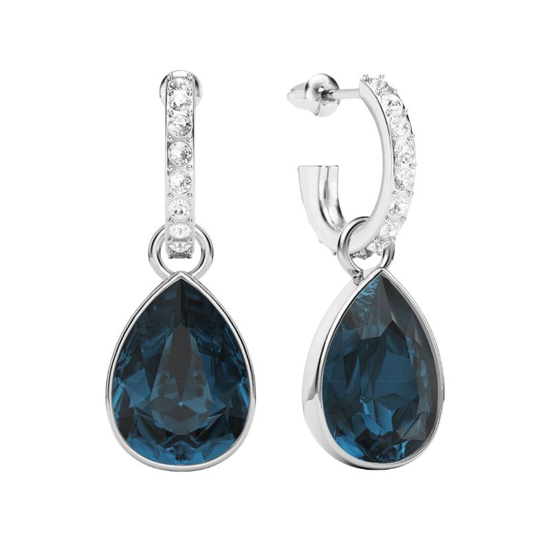 BLOOM CRYSTAL - Aros Colgantes Gota Azul Montana Cristal Austria Rodio