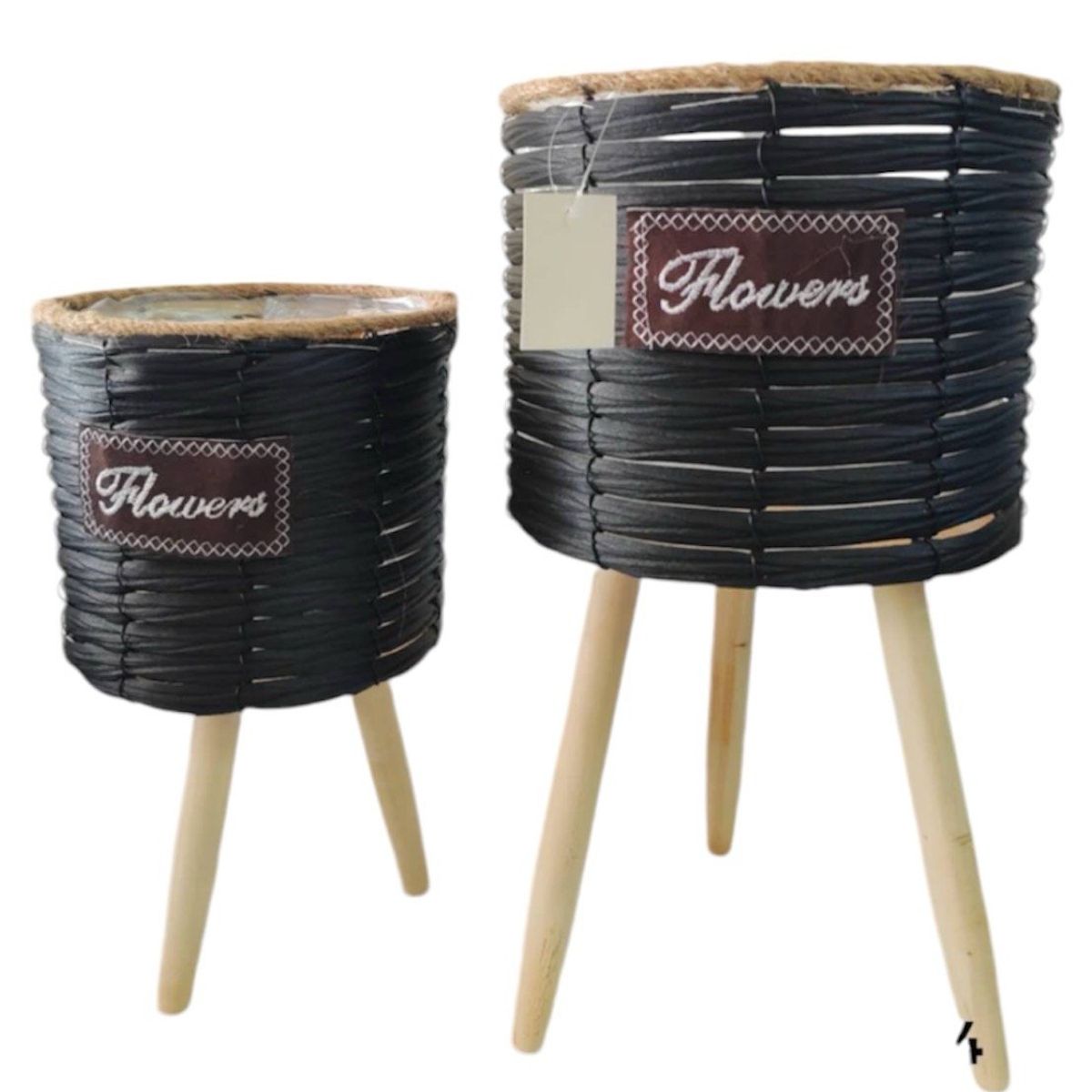 GENERICO - Set 2 Porta Macetero Pedestal Maceta Plantas 25x20cm 44x24cm A2