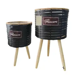 GENERICO - Set 2 Porta Macetero Pedestal Maceta Plantas 25x20cm 44x24cm
