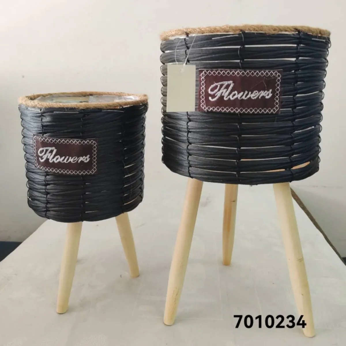 GENERICO - Set 2 Porta Macetero Pedestal Maceta Plantas 25x20cm 44x24cm A2