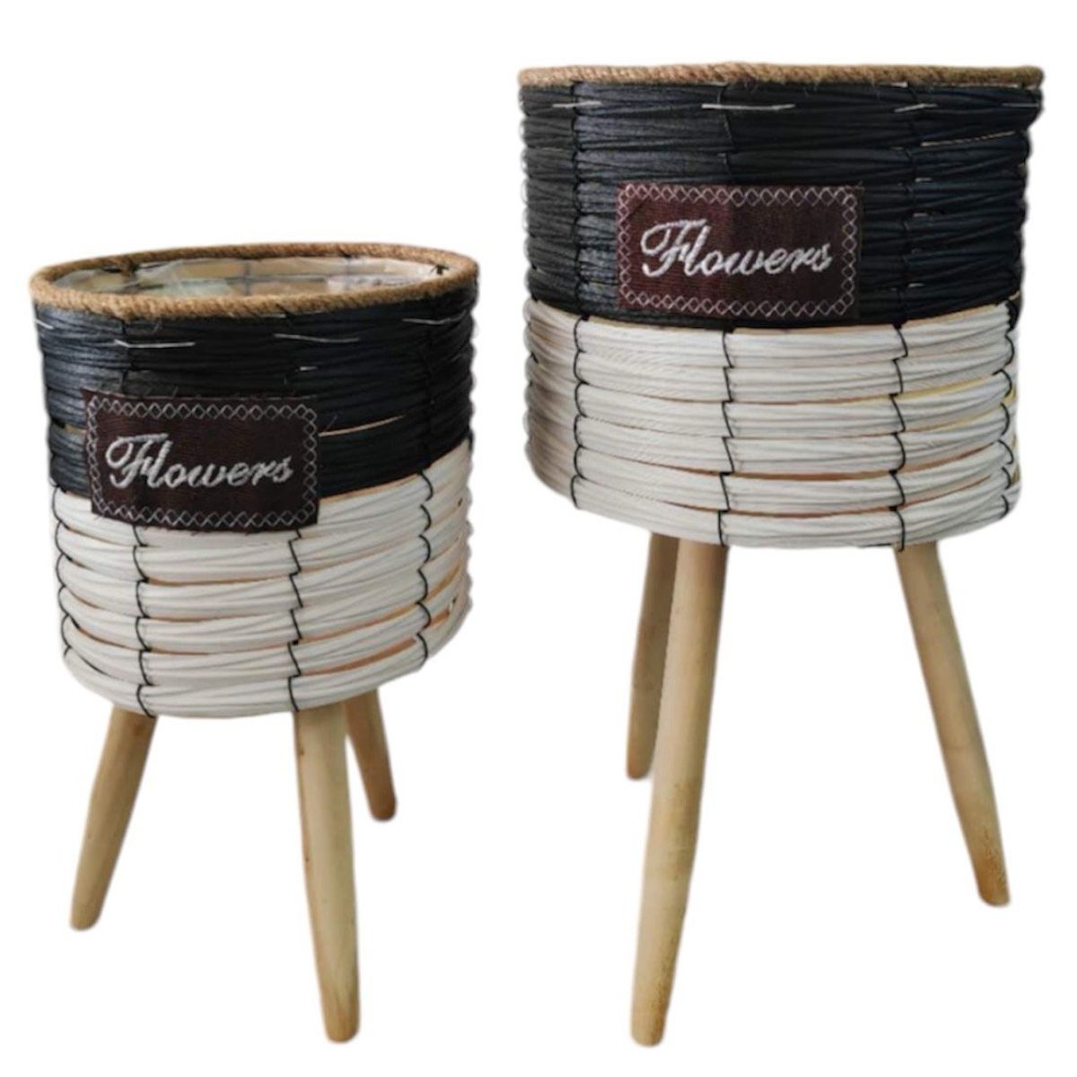 GENERICO - Set 2 Porta Macetero Pedestal Maceta Plantas 25x20cm 44x24cm A3