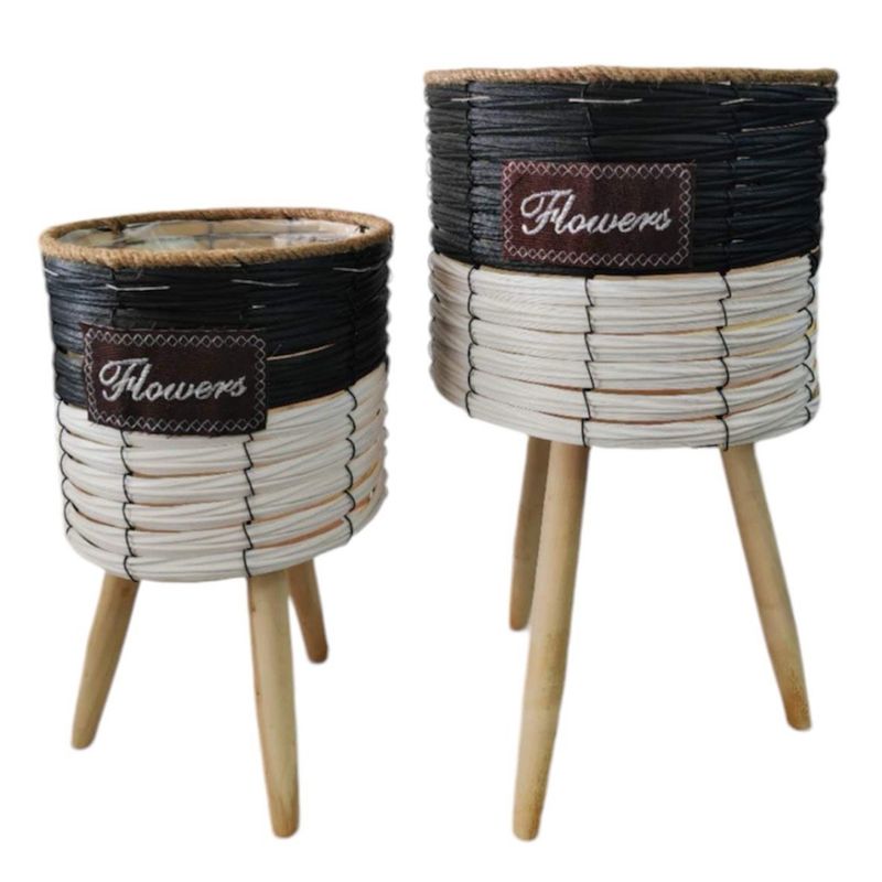 GENERICO - Set 2 Porta Macetero Pedestal Maceta Plantas 25x20cm 44x24cm A3