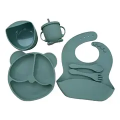 GENERICO - Set Alimentación Silicona Libre Bpa 6 Piezas Antideslizante