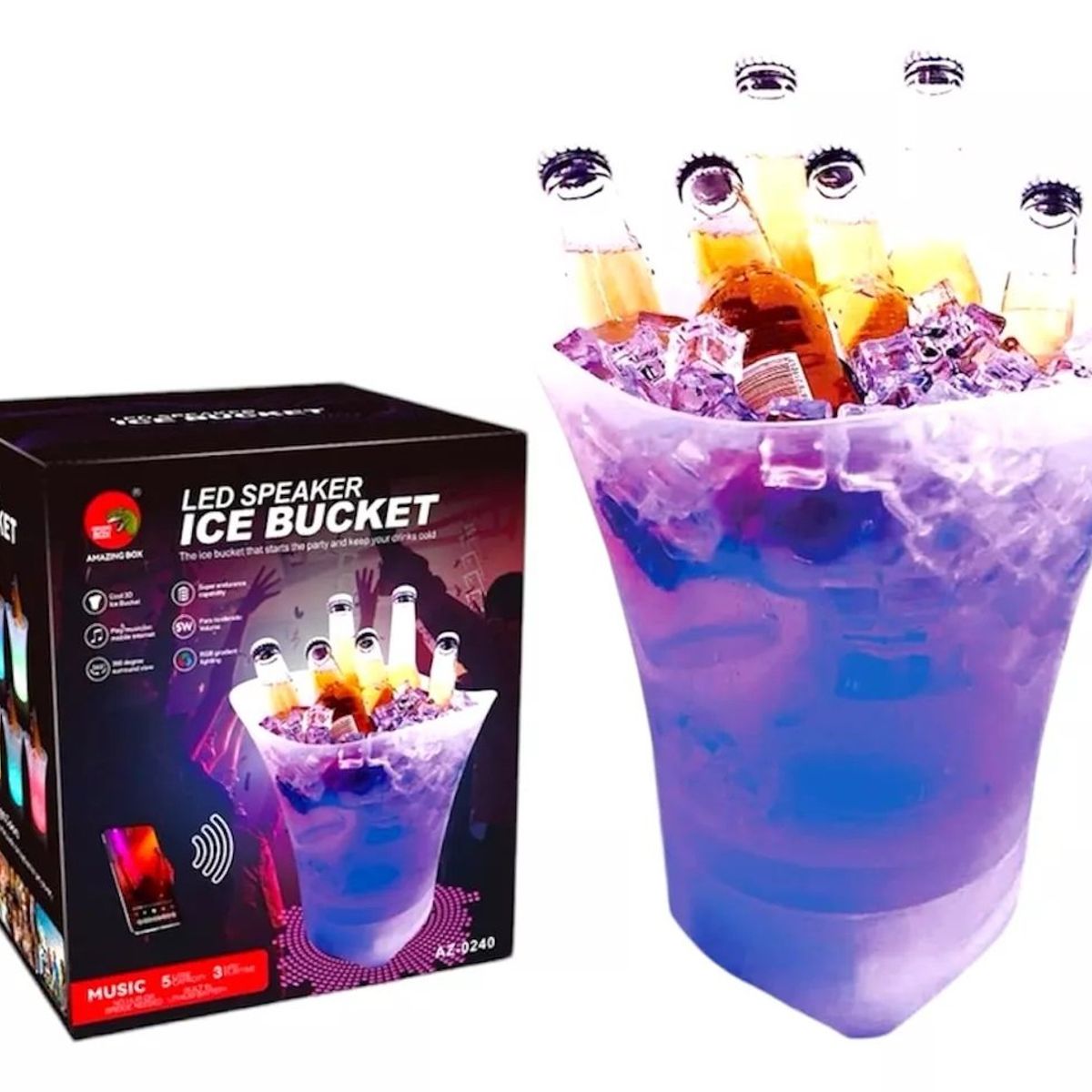 GENERICO - Hielera Parlante Cubeta Hielo Led Bluetooth Grande Musical