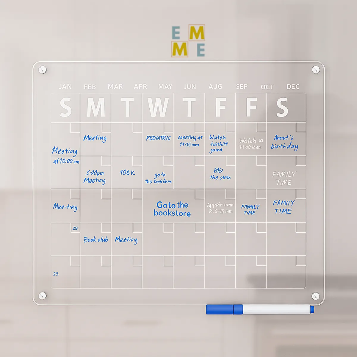 GENERICO - Pizarra Calendario Mensual Magnética Para Refrigerador